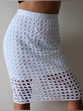 Banana Republic White Eyelet MIDI Skirt